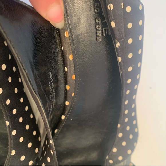 PURE Alfred Sung polka dot cork  beach heels-size 8 black and white - Picture 10 of 13